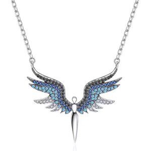 Blue Angel Wings Stainless Steel Waterproof Necklace